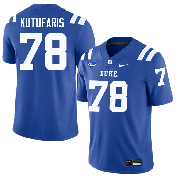 Duke Blue Devils #78 Nathan Kutufaris College Football Jersey Stitched-Blue